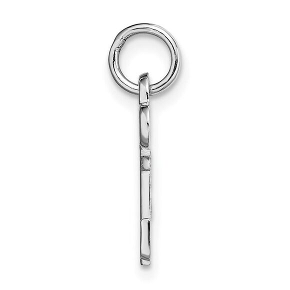 14k White Gold, Hannah Collection, Mini Initial J Shamrock Key Charm - Picture 2 of 5